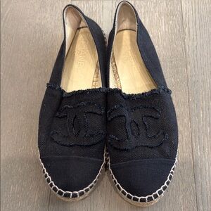 Chanel Black Espadrille Flats